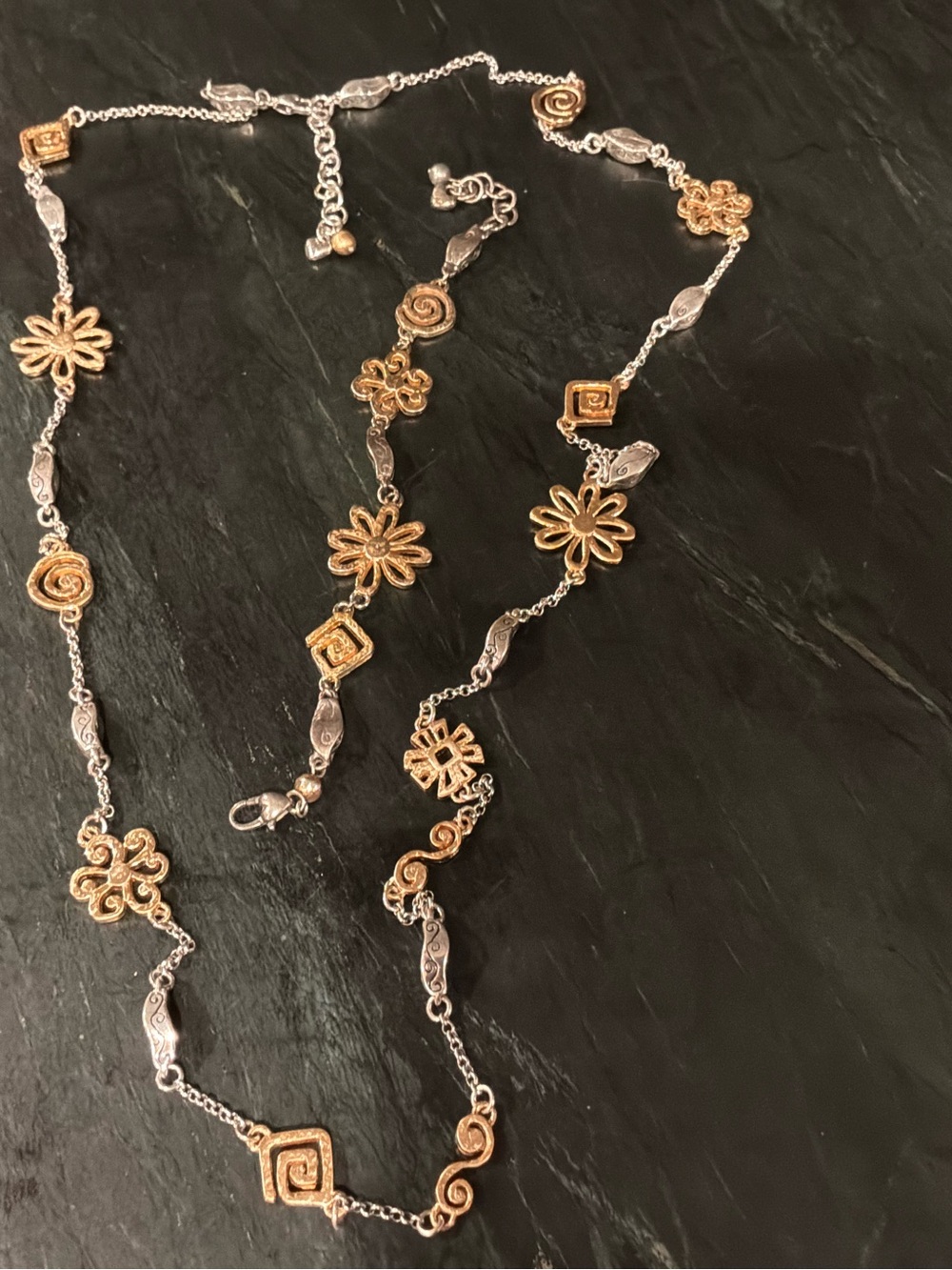 Brighton Two-Tone Floral & Geometric Necklace/Bracelet Set